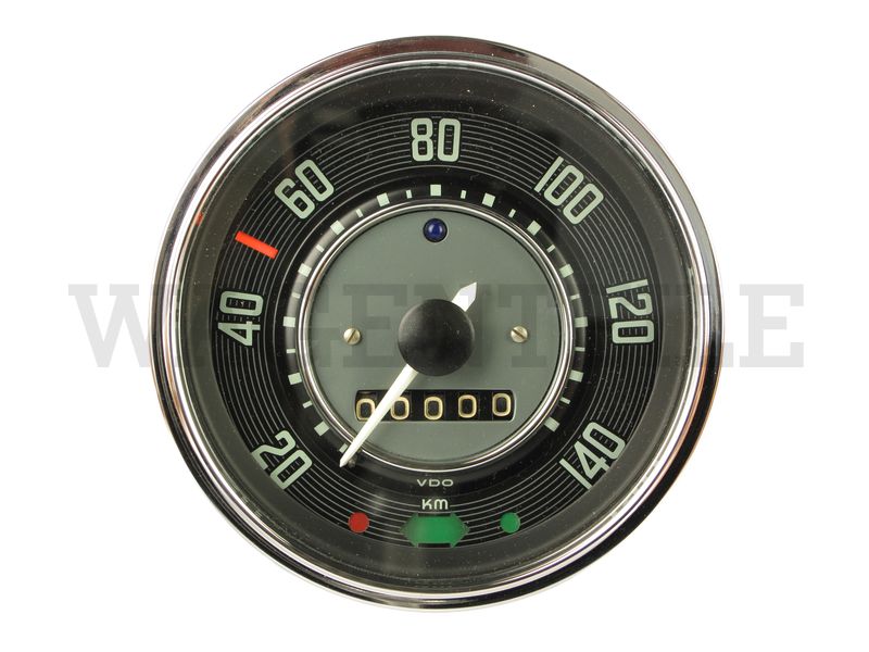 957 021 113 CX Tachometer ohne Tankuhr (bis 140km/h, Öldruckkontrolle grün, Ring chrom)