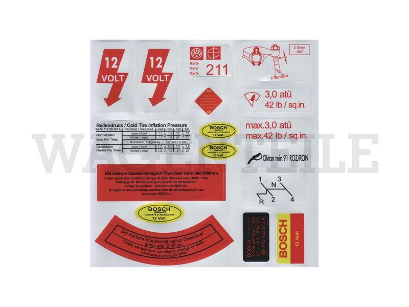 010 010 11C F Aufkleber Set Typ1 ab '68