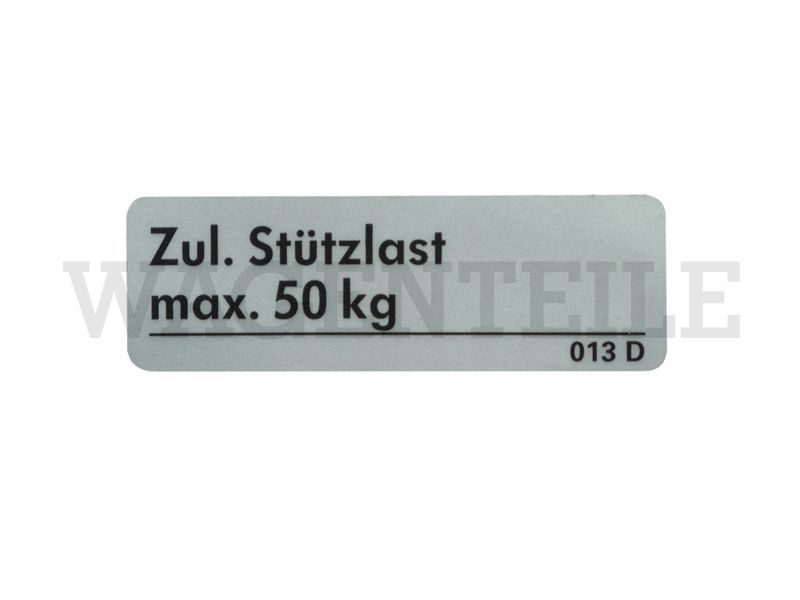 010 092 21A A Aufkleber Stützlast max. 50kg