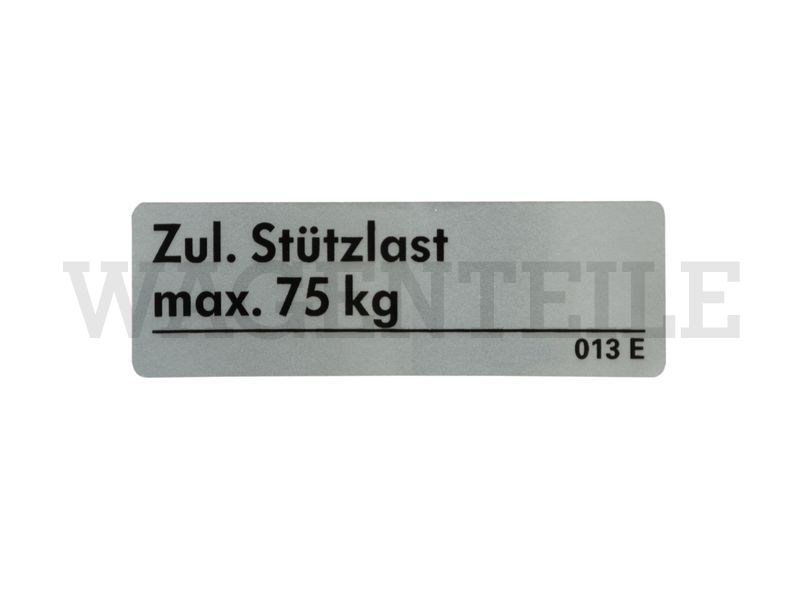 010 092 21A B Aufkleber Stützlast max. 75kg