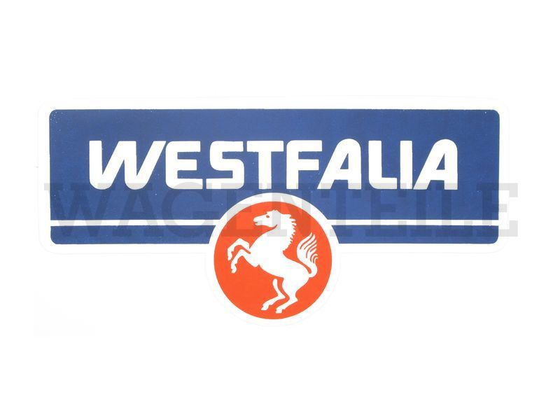 070 781 23A A Aufkleber "Westfalia" für Gepäckwanne, klein